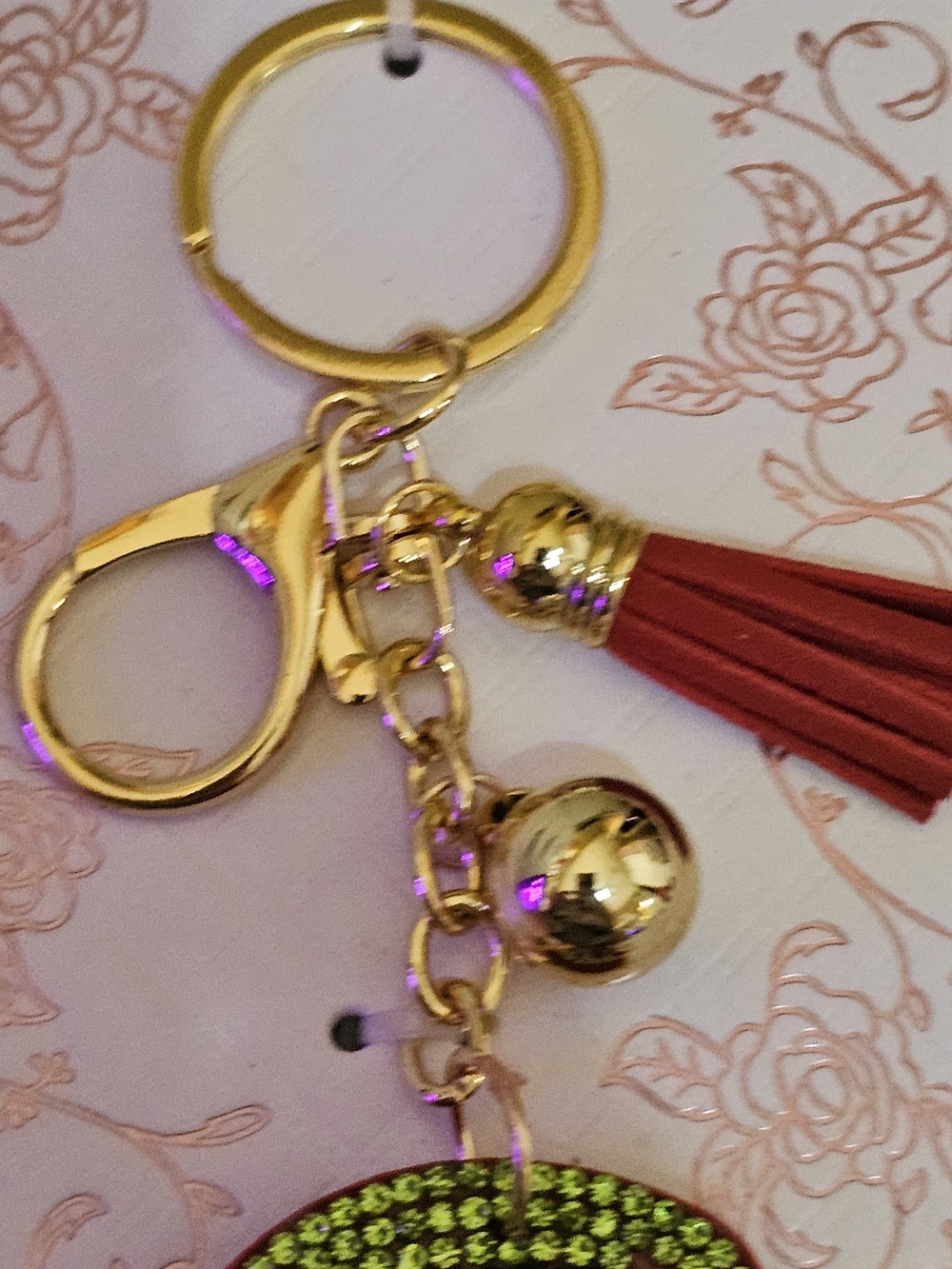 Red Crystal Cherry Key Chain/Bag Charm w/Tasssel - Picture 5 of 7